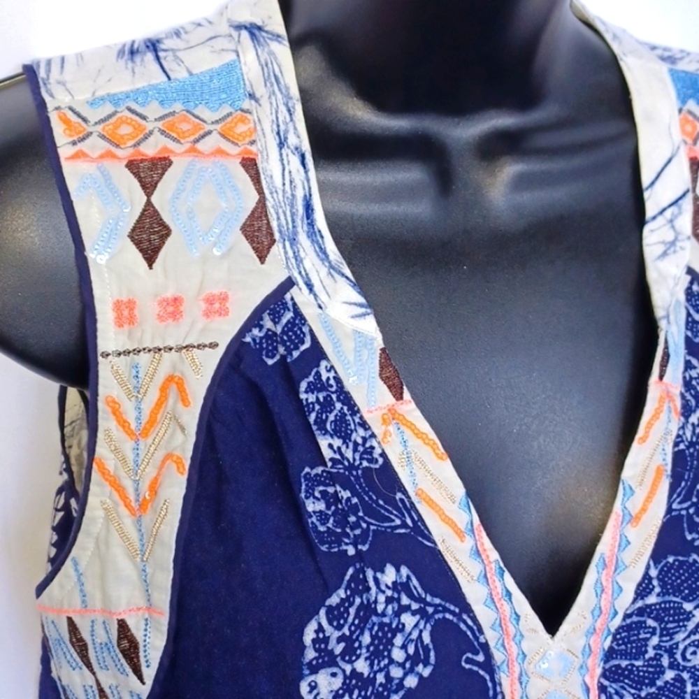 Anthropologie One September Embroidered beaded sequin Sleeveless Tunic - Picture 2 of 8